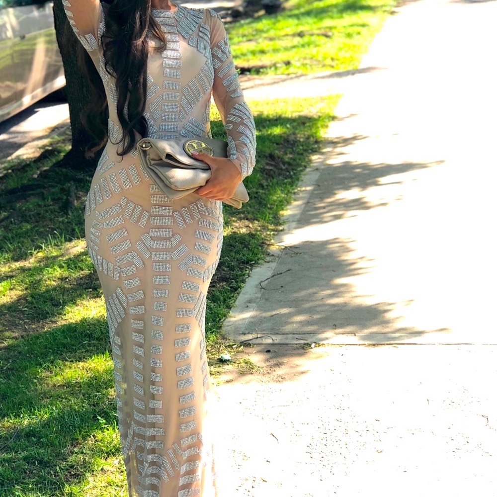 Bronzing Long Sleeve Slim Sexy Prom and Evening Gown